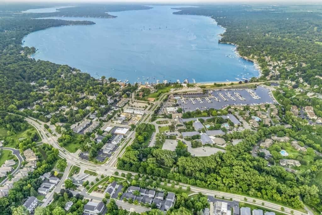 Arial shot of Fontana WI